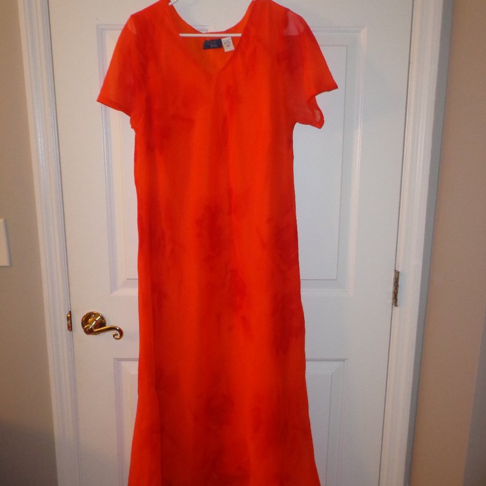 Rag Short Sleeved Long Orange Dress